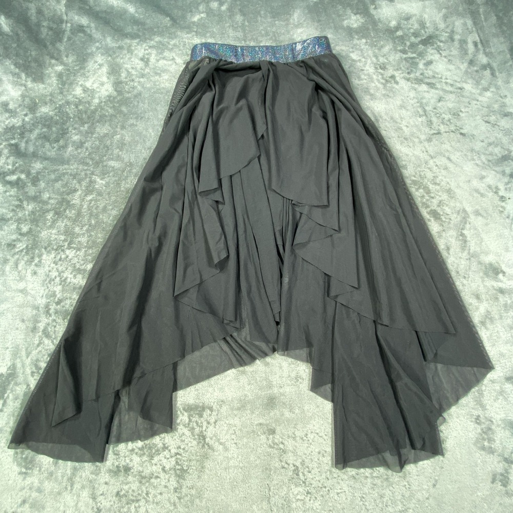 VTG Black Layered Tulle Skirt Small HiLo Gothic Balletcore Mesh Whimsical Fairy - Picture 2 of 7